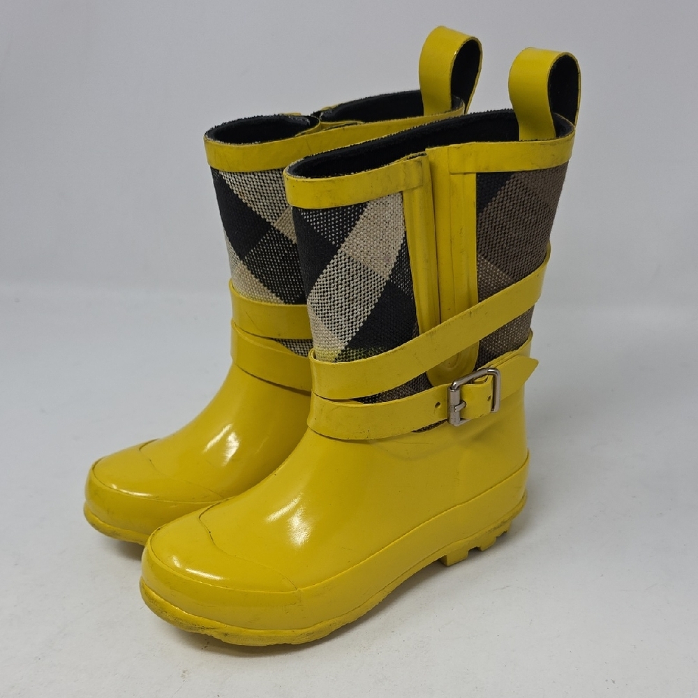 Burberry Infants Yellow and Black Kids Rain Boots Sizr 21=5.5
